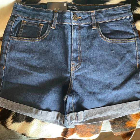 Lucky & Blessed Dark Wash Shorts - Picture 2 of 2